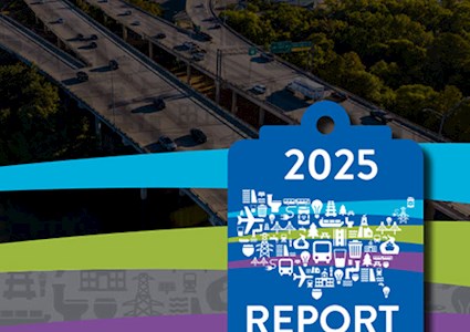 image showing Report Card for America's Infrastructure logo and a busy highway in the background