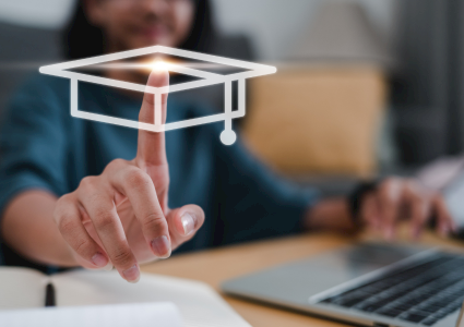 Certificate Programs: Person tapping an imaginary graduation cap